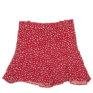 Zara red mini skirt with white flowers